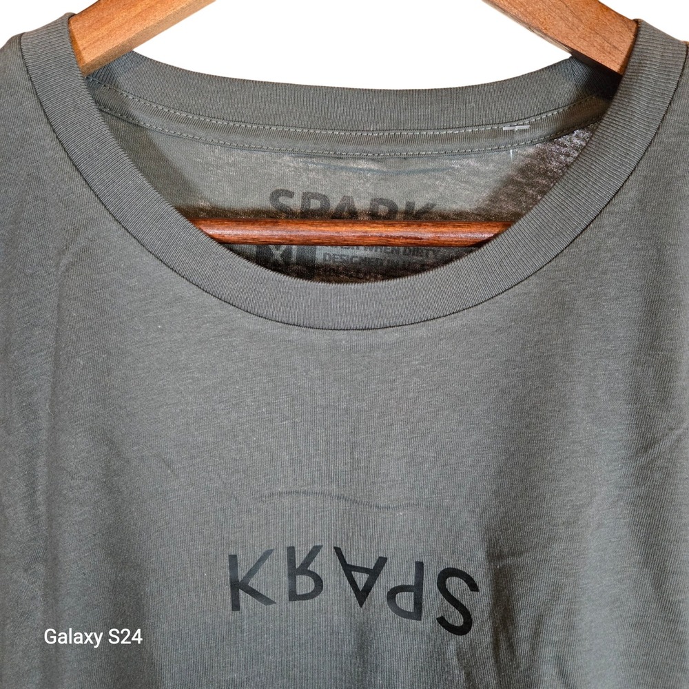 SPARK‎ Mens Graphic T Shirt XL Slate Short Sleeve Cotton "Wash When Dirty"
